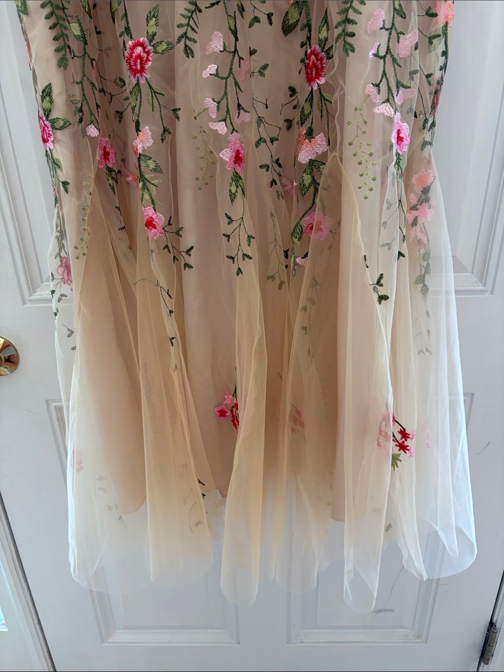 Off Shoulder Embroidered Tulle Formal Gown - Picture 5 of 6